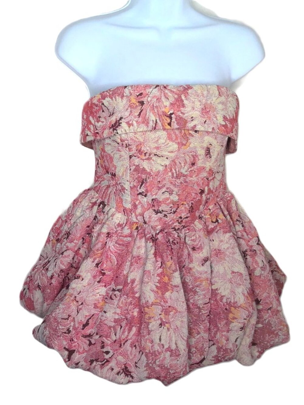 NWT Pretty Little Thing Floral Bubble Dress Strapless Tapestry Party Dramatic 4